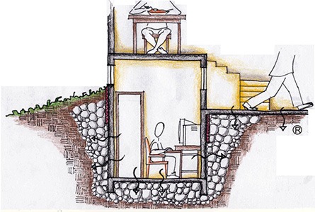 Construção semi enterrada - elevada inercia térmica